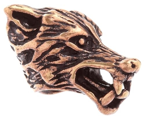 Windalf Haar & Bartschmuck VUKAR 20 mm Wolfskopf Wolfsschmuck Bronze
