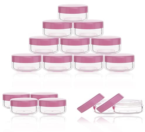 ZEJIA 10 Gram Cosmetic Sample Containers with Lids 40pcs Empty Small Makeup Jars Plastic BPA Free(Pink)