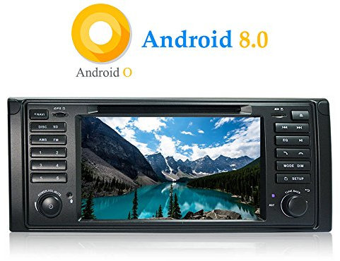 XISEDO Android 8.0 In-Dash 1 Din 7 Car Stereo Autoradio 8-Core Head Unit RAM 4G ROM 32G Sat Nav Car GPS Navigation with DVD Player for BMW X5-E53/ BMW 5-E39 Support SWC, WiFi, RDS