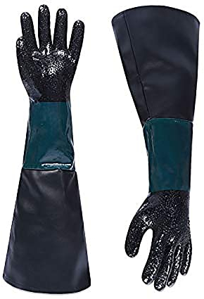 Handschuhe für Sandstrahl-Reinigung, aus Gummi, 59,9 cm, robust, Sandstrahl-Handschuhe, Körnung und Perlen, für Modell 60, 90, 110, 260 Sandstrahlkasten, 1, 2