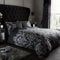 Gaveno Cavailia Empire Damask Double Duvet Set Black Reversible Easy Care Cotton Blend 3 Piece Bedding | 1 Quilt Cover + 2 Pillow Cases | Button Closure | Machine Washable