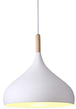 Mengjay Pendelleuchte Retro Hängeleuchte Hängelampe Metall Ø 24cm exkl. E27 max. 60W Leuchtmittel Weiß Matt, Metallschirm Hänge Pendelleuchten,für Esszimmer Wohnzimmer Restaurant Esstisch Café
