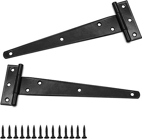 D-Orange 2 Stück T-Scharnier 200mm T-Scharniere aus Schwarzem Metall mit Schrauben für Tortüren, Scheunen, Geschmiedete Hardware