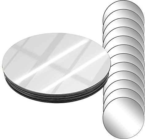 Houseables Mirror Centerpieces for Tables, Round Mirrors for Centerpieces, Mirrored Trays, Round Table Plate Tray, Circle, Glass Charger, Wedding, Center Piece, Small, Base, Candle, 8 Inch, 12 Pack