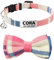 TagME Collar de Gato Personalizado, con Placa de Identificación Personalizable y Hebilla de Liberación Rápida Corbata de Moño Collar de Gato,Rosado