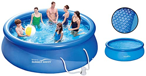 VDP Summer Waves Fast Set Quick Up Pool 457x84cm Swimming Pool Familien Schwimmbad mit Filterpumpe + Solarfolie