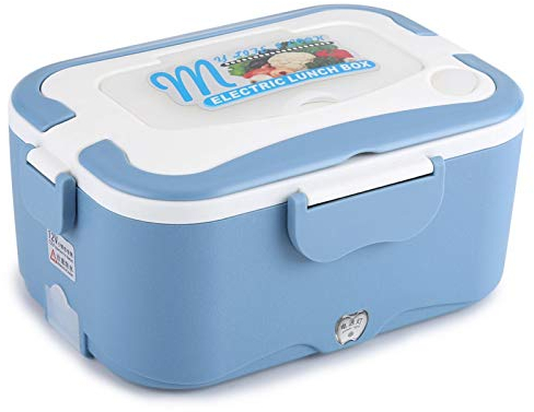 1.5L Portable 12V/24V Voiture Portable Chauffage Électrique Lunch Box Bento Réchaud Récipient avec Poignée pour Conservation de la Chaleur Bureau École Voyager(Bleu 24V)