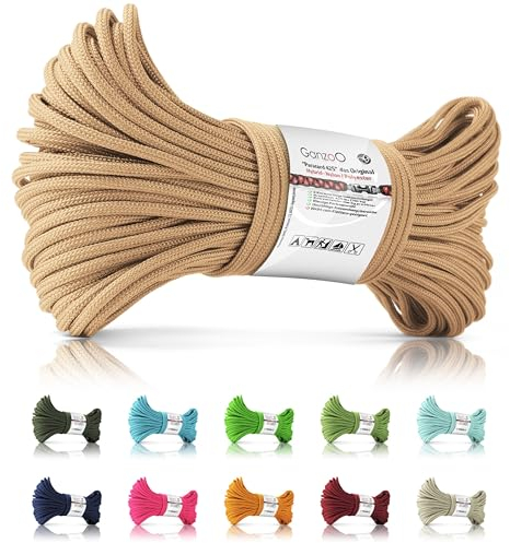 Ganzoo Paracord 425 Seil, 3mm, Nylon Polyester, Typ 2, 30 Meter, 4 Kernstränge, Outdoor Schnur, Mehrzweckseil Hundehalsband, Hundeleine, Armband, Allzweckseil, Camping, Survival, Armband, beige