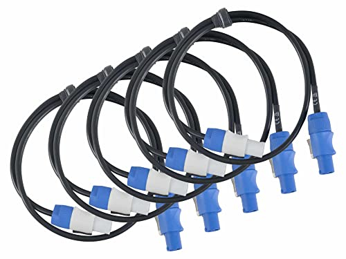 Pronomic Power Twist 1 Stromkabel - 5 Kabel zur Stromversorgung von Aktiv-Lautsprechern und Scheinwerfern - PowerCon-kompatible Stecker - Kabel (H05VV-F) mit 3x 1,5 mm² - Länge: 1 m - Schwarz