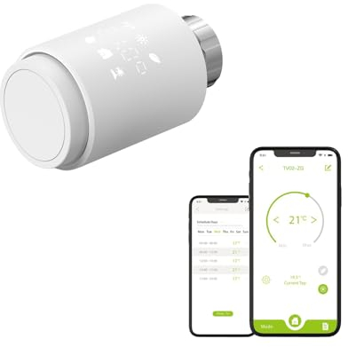 Qiumi Zigbee Thermostat Heizkörper Ventil, eTRV, Größe kompatibel mit den meisten Ventilen, Alexa, Googlehome Voice Control