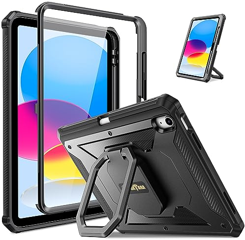 FINTIE Custodia per iPad (A16) 11ª/10ª Generazione (2025/2022) con Portapenne - [Tuatara Magic Ring] 360 Gradi di Girevole Stand Cover Antiurto Robusto Protettivo Case con Proteggi Schermo, Nero