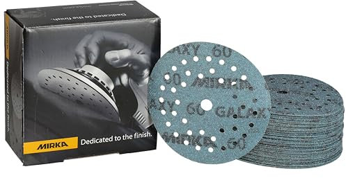 Mirka Galaxy Epoxid Schleifpapier 125mm Klett Korn 60 zum Schleifen von Epoxidharz, Holz, Epoxy, Rivertable / 50 Stk Schleifscheiben