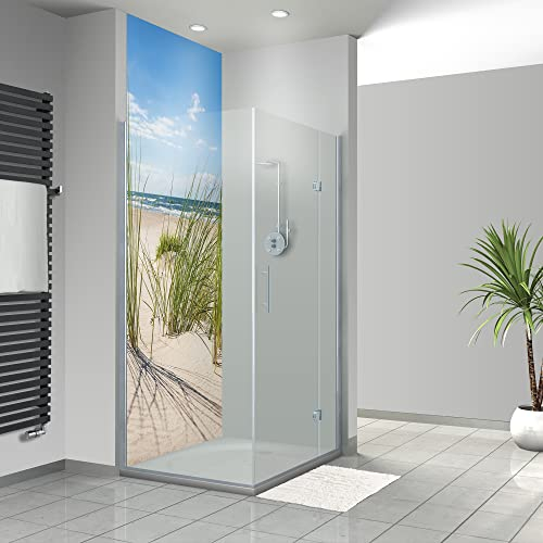 WANDFREUDE individuelle Duschrückwand Aluverbundplatte auf Maß (1 Stück - Einsamer Strand - Seidenmatt) – Dusche Wandverkleidung Duschwandverkleidung Duschrückwände