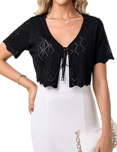 Gyabnw Boléro Femme Cardigan Court Femme Manches Courtes | Boléro court élégant à porter sur une robe ou un top, idéal pour mariage, soirée et bureau