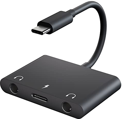 UWECAN USB-C to 3.5mm Headphone Jack Adapter, 3 in 1 USB-C Audio Headphone Adapter with Fast Charging, Headphone Splitter for iPhone 16 Pro Max/16/15, Pad Pro, Samsung, Google and More Type C Devices