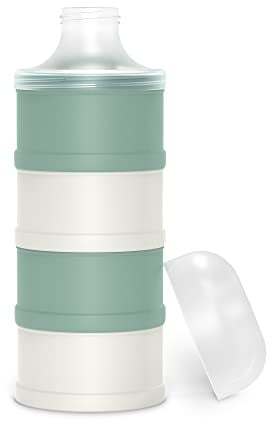 Suavinex, Doseur de Lait en Poudre. Avec 4 Compartiments, Hermétique, Bec Verseur et Bouchon à Vis. Lavable au lave-vaisselle. Bonhomia Vert