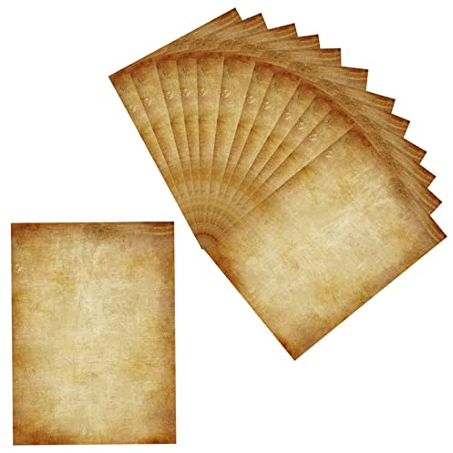 50 Blatt Vintage Briefpapier Altes Papier Mittelalter Papier Druckpapier für Einladungen, Basteln, Briefschreiben & Papier Schatzkarte (Dunkel)