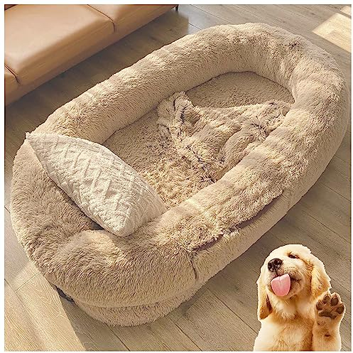 Haustierbett Für Großes Sitzsack Bett Für Menschen Katzenbett Flauschig, Flauschiges Hundebett, Hundebett Orthopädisch Waschbar Rund, Mit Rutschfestem Boden Riesen Sitzsack, Gefüllte Möbel Riesiger (