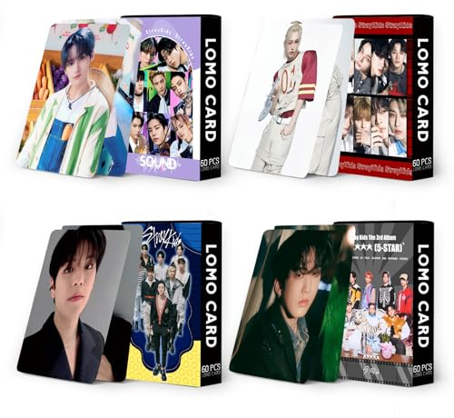 Stray Kids Photocards Kpop Lomo Card Greeting Card with Postcards Box, 4 Pack/240 Pcs