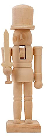 LOVIVER Holz Nussknacker Figuren DIY Unlackierte Soldatenpuppe Handwerk Unfertigter Holz