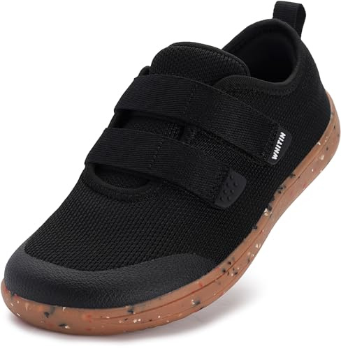 WHITIN Kids Wide Toe Box Barefoot Minimalist Shoes Zero Drop Sneakers for Boys Girls Size 13 Fashion Tennis Walking Running Non Slip Black Gum 31
