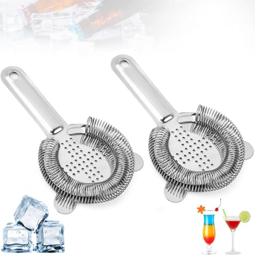 EOUIAV Set di 2 Colini da Cocktail e Bar in Acciaio Inox Professionale per Feste, Club e Bar - Strumenti Essenziali per Le Bevande - Argento