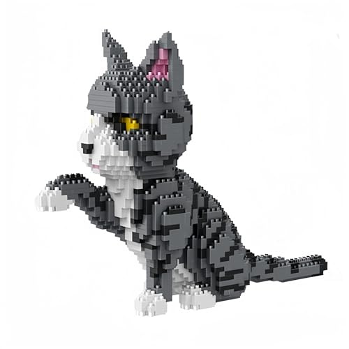 alltogetho Bloques de Construcción de Gato Atigrado, más de 1300 Micro Ladrillos Stem para Adultos y Niños - Modelo Animal 3D para Aliviar el Estrés, Regalo Creativo Seguro y No Tóxico (Tabby Cat)