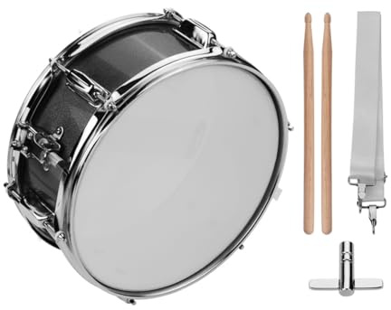 Sunydog 12-Inch Snare Drum with Drumsticks, Shoulder Strap, Drum Key - Portable Percussion Instrument for Students & Beginners (Black)