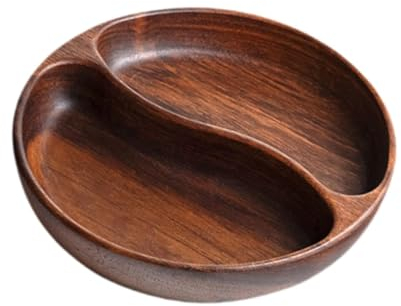 JISADER Plateau de Service en Bois d'acacia, Assiette de Fruits Ronde, Plateau d'apéritif, Plateau de Fruits secs pour Bonbons, comptoir de Ferme