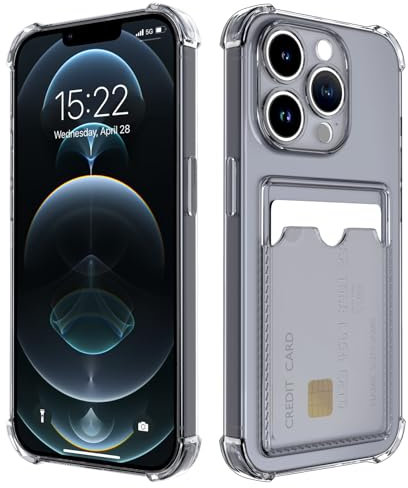 DEVASO Cover per iPhone 12 Pro con Porta Carte, Portafoglio Custodia Protettiva in Silicone Sottile Morbido TPU Trasparente Anti-Graffio Tasche Case, Nero