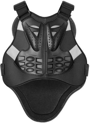 Dorsale Moto Vélo Homme Femme Enfant Armure Pare Pierre Moto Cross Plastron VTT Gilet de Protection Equipement Cyclisme Equitation Extérieur (M, Noir)