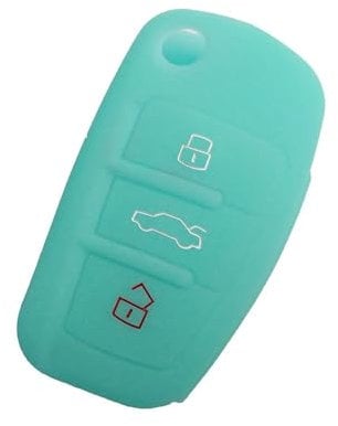 XEBRAD Silicone Car Key Cover Fold Flip Remote Keychain Case Fob, for Audi, a1 a3 a4 a5 a6 a7 a8 r8 Tt s5 s6 s7 s8 Sq5 q5 q7 Rs5 car key shell(Night Glow Blue)