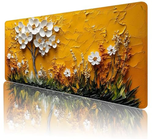 Mauspad XXL 1600 x 800 mm Gaming Mauspad Groß Mousepad Blau Schreibtischunterlage mit Genähten Kanten Mouse Pad Wellen Wasserdicht Anti-Rutsch Gummibasis Desk mat für Home Office Geschenk, K-66