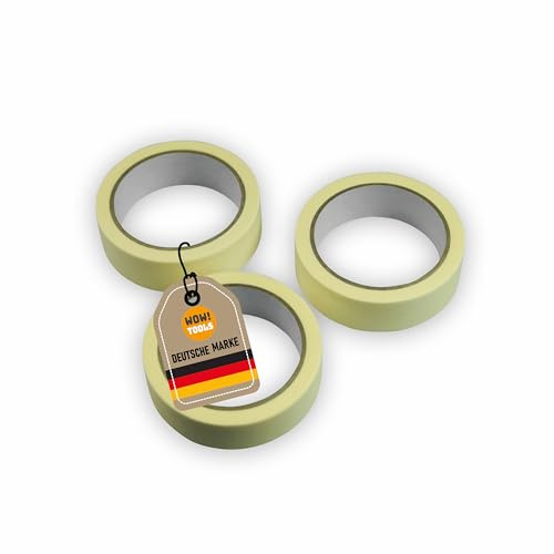 Kreppband-Set 3-teilig 29 mm x 30 m – Malerband temperaturbeständig | Hotmelt-Kleber, bis 60°C, cremeweiß, rückstandsfrei - ideal für Innenanwendungen und Abdeckarbeiten