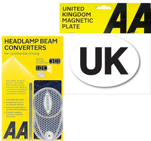 Lunero European Driving Kit 2025 – Eurolites Headlamp Beam Deflectors & Magnetic UK Stickers For Car Europe | UK Sticker for Car | Headlight Deflectors for Europe | France Driving Kit 2025