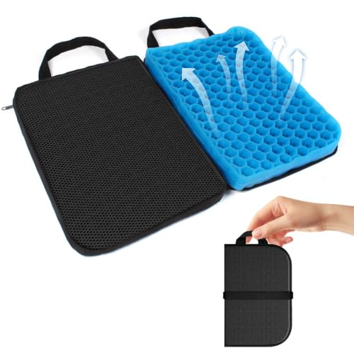 ICDLTJ Gel Seat Cushion, Foldable Gel Cushion With Handle Honeycomb Design for Back& Sciatica Pain Relief, Sitting Seat Cushion for Office, Home, Camping, Travel, Wheelchair, Road Trips