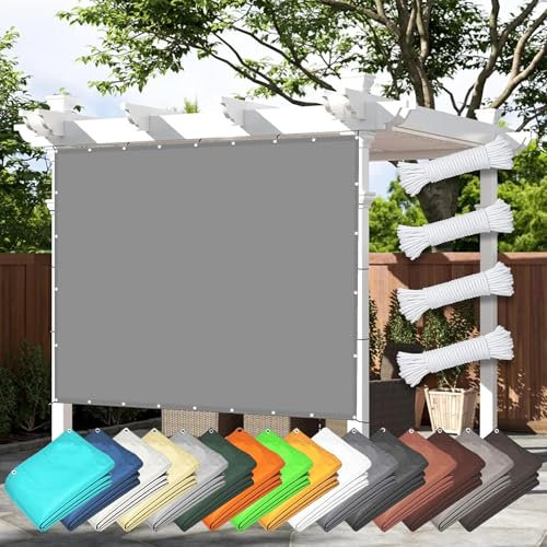 Shade Cloth Cover 2.2 x 4.5 m Polyester UV Block Made to Measure Shade Net UV Protection Net with 4×1.5 M Free Rope for Garden Patio Pool, Light Grey