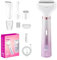 Epilateur Electrique Femme, 4 en 1 Rasoir Tondeuse Intime pour Femme, Tondeuse Bikini Électrique Sans Fil avec Affichage LED de Batterie, Pour la Sourcils Visage, Bras, Jambes, Aisselles, Bikini
