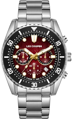LEE COOPER Men's Watch, Multi Function Display and Metal Strap - LC08101.380, Silver