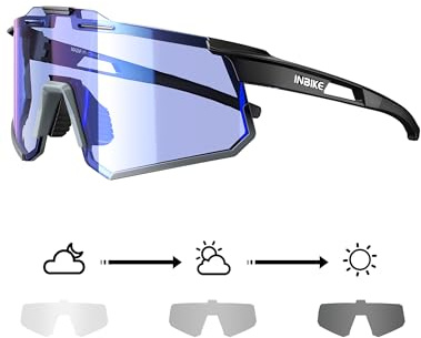 INBIKE Fahrradbrille Photochromatische Selbsttönend Sonnenbrille Brille für Fahrradfahren Motorrad Ski Snowboard