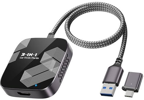 2025 Car TV Mate Pro Max, 3-in-1 Wireless CarPlay & Android Auto Adapter with HDMI, Convert Wired to Wireless, Metal & Glass Case, Works with iPhone Android Fire TV Stick, Compatible with Cars 2016+