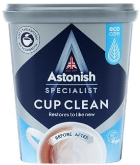 HOCHSTE® Specialist Clean & Revive Cup Cleaner, Tea & Coffee Stain Remover for Mugs, Flasks, Teapots, Cleans Glazed Ceramic, Stainless Steel, Glass & Plastic, No Scrubbing Needed, 350g