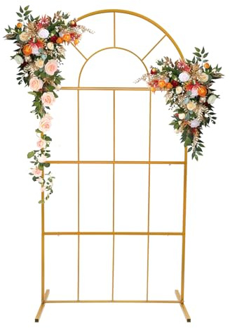 awolsrgiop 200x100cm Gold Hochzeitsbogen, Metallbogen Ständer für Hochzeitsdekoration, Balkonbogen Rankbogen aus Eisen, Bogen Hintergrundständer für Party Garten
