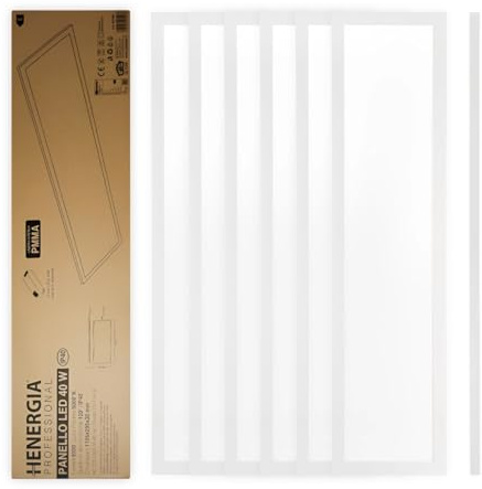 KOMBO HENERGIA - 6 Pannelli LED da Soffitto 1195x295 mm 40W 5200 Lumen, Luce Bianca 5000K – UGR<19, Driver Lifud, Cornice Alluminio – Illuminazione per Uffici e Ambienti di Lavoro