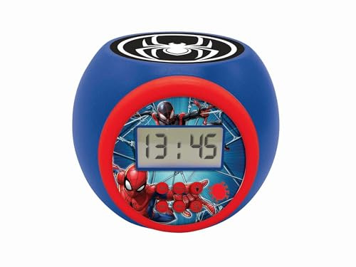 Lexibook, Spider-Man, Projektor-Wecker, RL977SPLXB | Deckenprojektion, Timer, LCD-Display, Schlummerfunktion, Batteriebetrieben, Blau/Rot