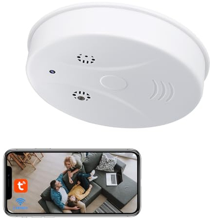 Caméra Cachée WiFi,2,4/5G Micro Camera Espion Détecteur de Fumée,