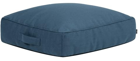 Icon Solus Hocker, Denimblau, Wasserabweisender Stoff, Indoor Outdoor Sitzsack, Sitzpuff, Pouf Hocker mit Füllung, Riesen Fußhocker für das Wohnzimmer, Schlafzimmer, Garten