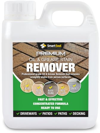 SmartSeal Oil & Grease Stain Remover - 1L - Heavy-Duty Oil Stain Remover for Driveways, Patios & Paths. Grease Cleaner for Removing Oils on Block Paving, Concrete, Wood, Porcelain & Natural Stone
