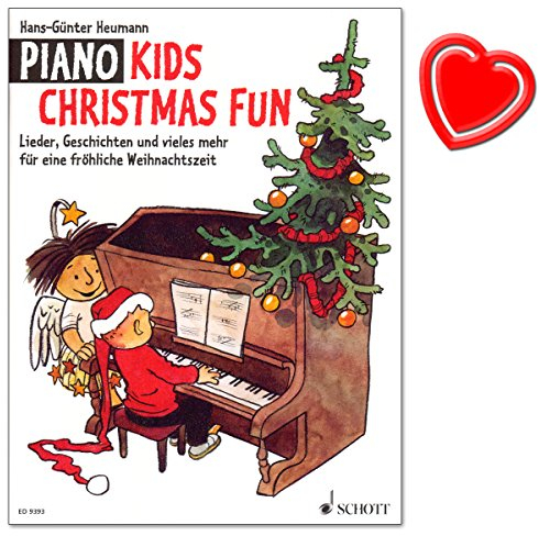 Piano Kids Christmas Fun - Lieder, Geschichten und vieles mehr für eine fröhliche Weihnachtszeit - eine Auswahl schöner alter und moderner Weihnachtslieder - mit bunter herzförmiger Notenklammer