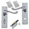 Golden Grace Victorian Scroll Bathroom Door Handles Lock Pack in Polished Chrome Finish with 64mm Bathroom Lock & 3 Hinges
